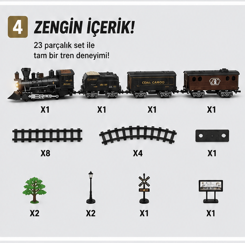  Işıklı ve Sesli Classic Buharlı Tren
