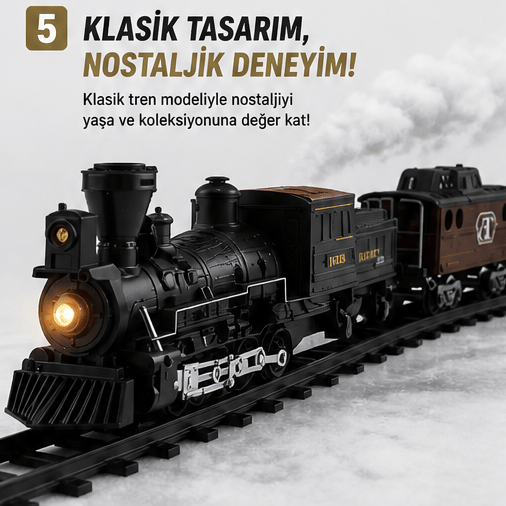  Işıklı ve Sesli Classic Buharlı Tren