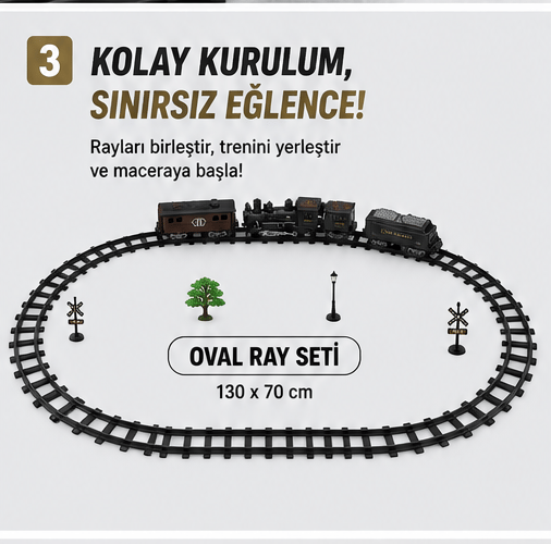 Işıklı ve Sesli Classic Buharlı Tren