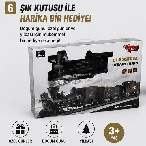  Işıklı ve Sesli Classic Buharlı Tren