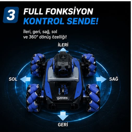  Uzaktan Kumandalı Full Fonksiyon 2.4g Su Atan Şarjlı Tornado Araba
