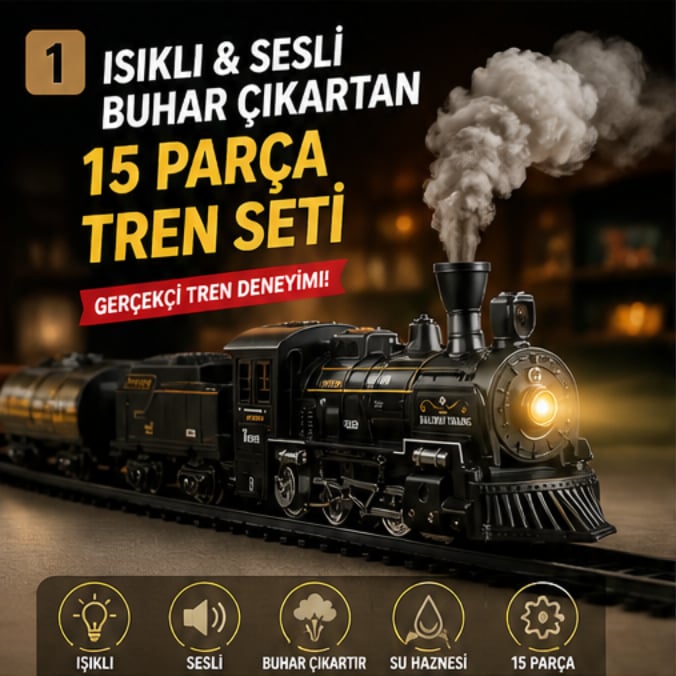 15 Parça Buharlı Tren Seti