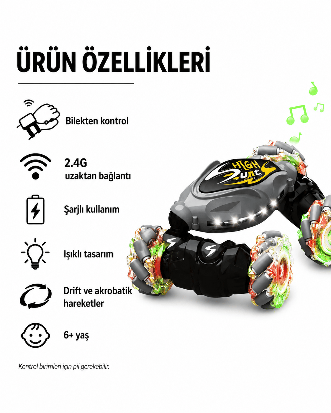 360 Derece Akrobat RC Araba
