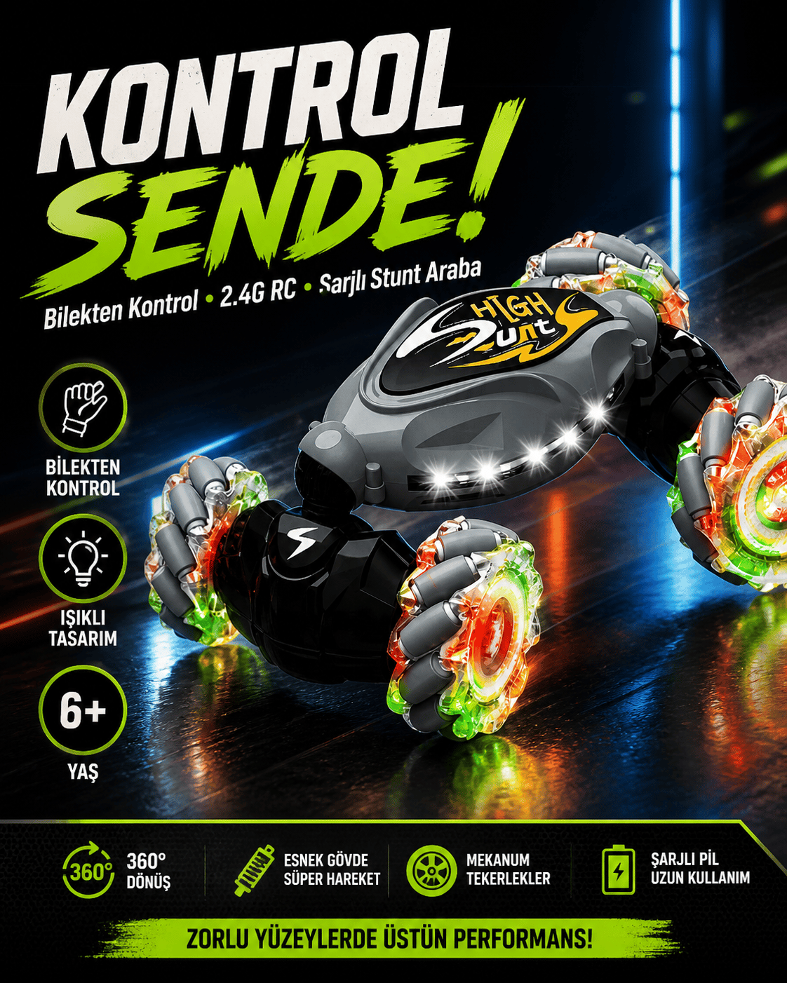 360 Derece Akrobat RC Araba