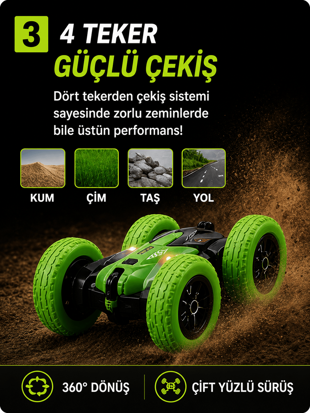 4 Teker Akrobat RC Araba