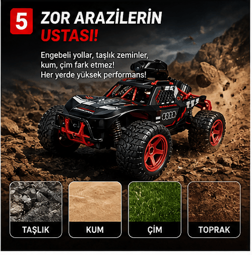 Kameralı Uzaktan Kumandalı Full Fonksiyon Şarjlı 2.4g Kameralı Off Road Araba