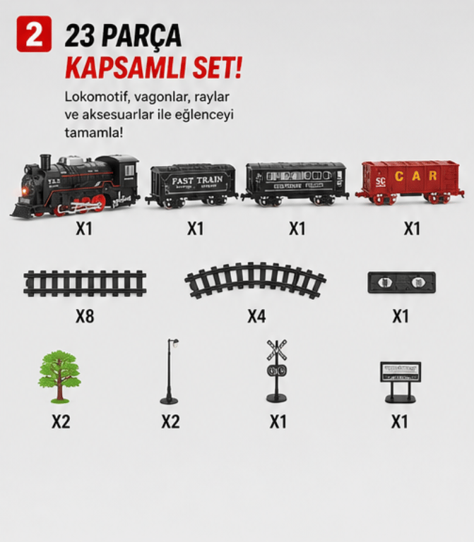 Kutulu Classic Model Tren Set 23 Parça