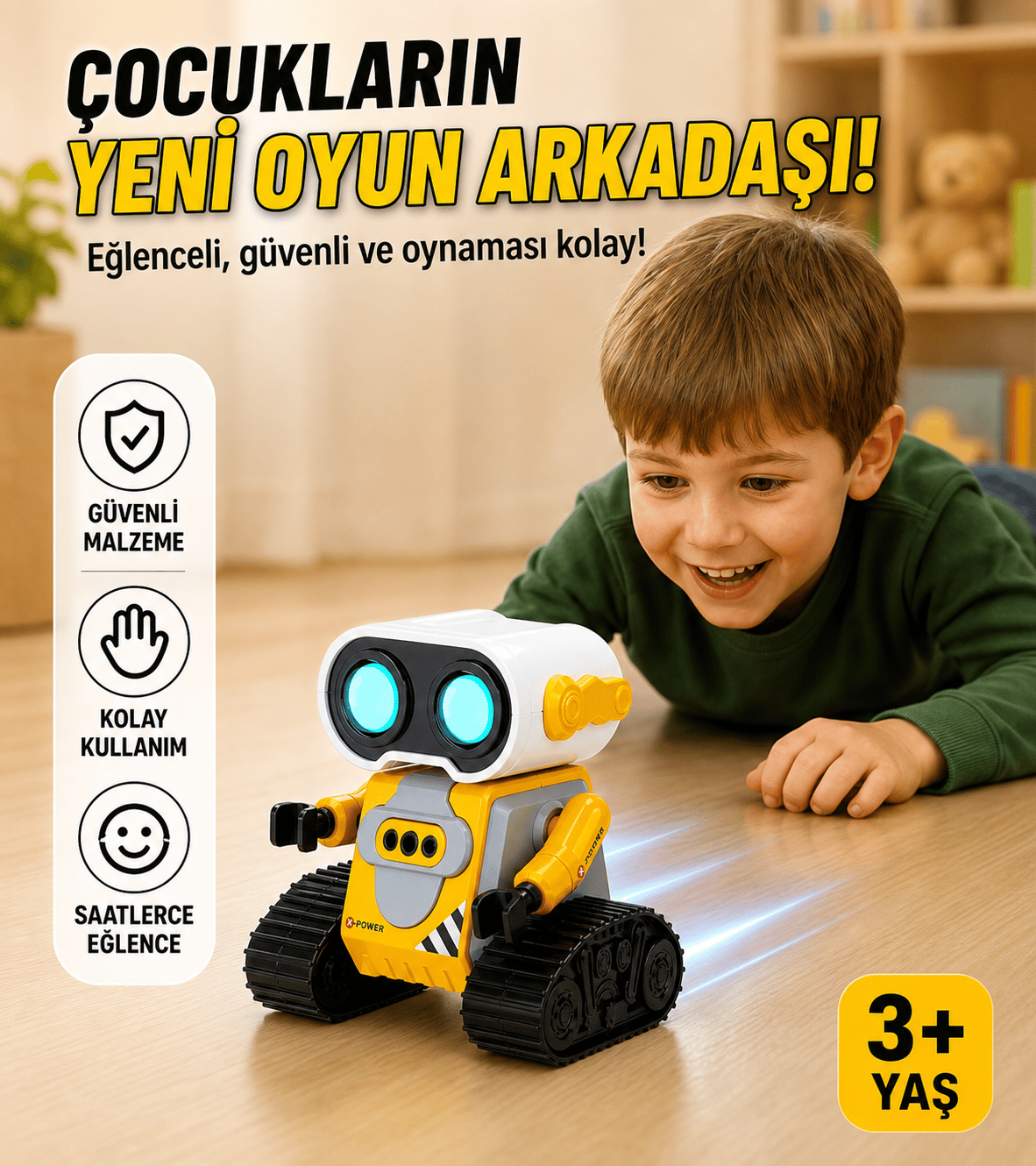 Uzaktan Kumandalı El Hareketlerine Duyarlı Wall-E Benzeri Oyuncak Robot 12 Cm.