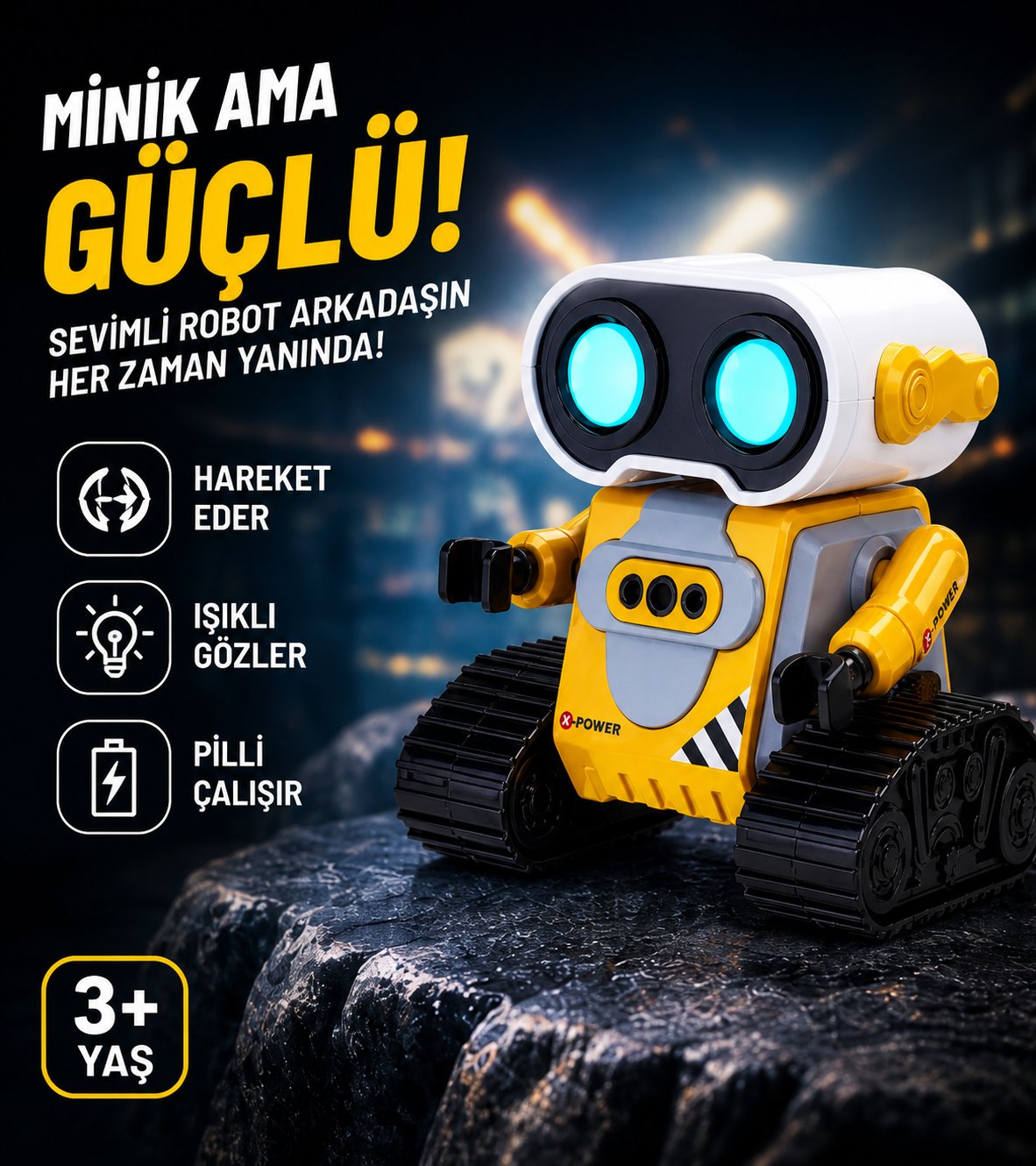 Uzaktan Kumandalı El Hareketlerine Duyarlı Wall-E Benzeri Oyuncak Robot 12 Cm.