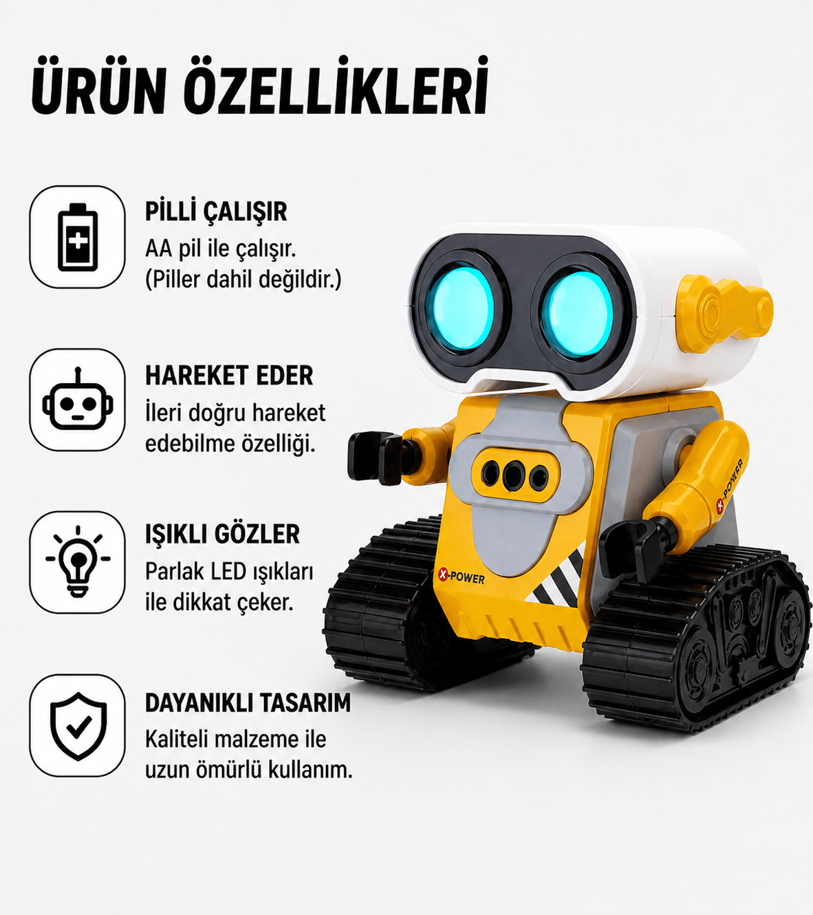 Uzaktan Kumandalı El Hareketlerine Duyarlı Wall-E Benzeri Oyuncak Robot 12 Cm.