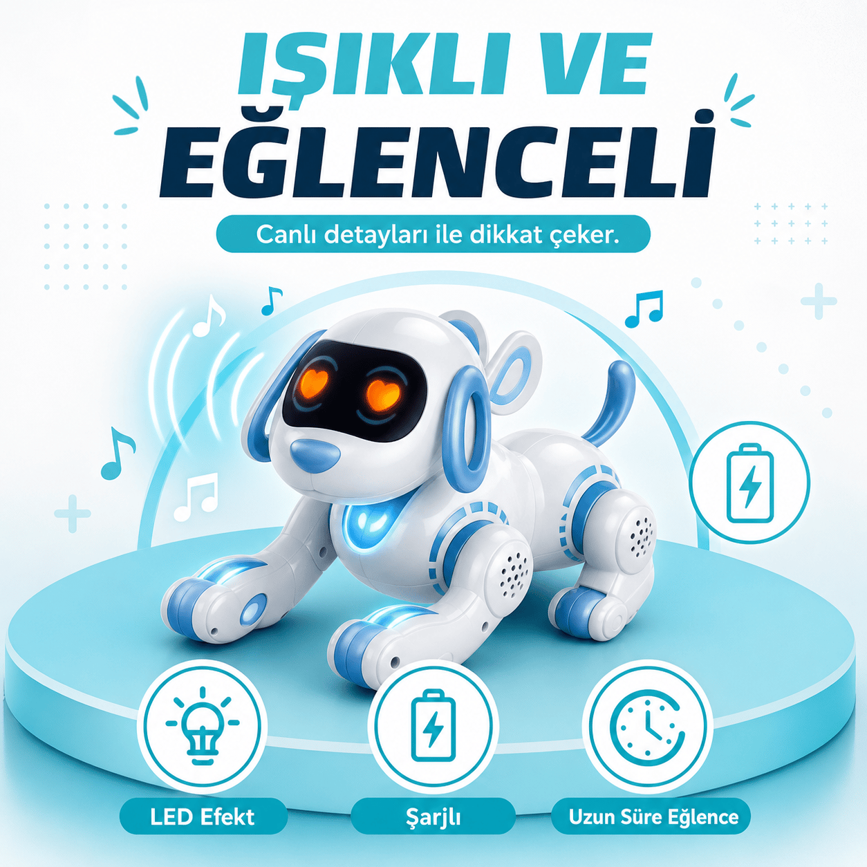 Uzaktan Kumandalı İnteraktif Şarjlı Akıllı Robot Köpek