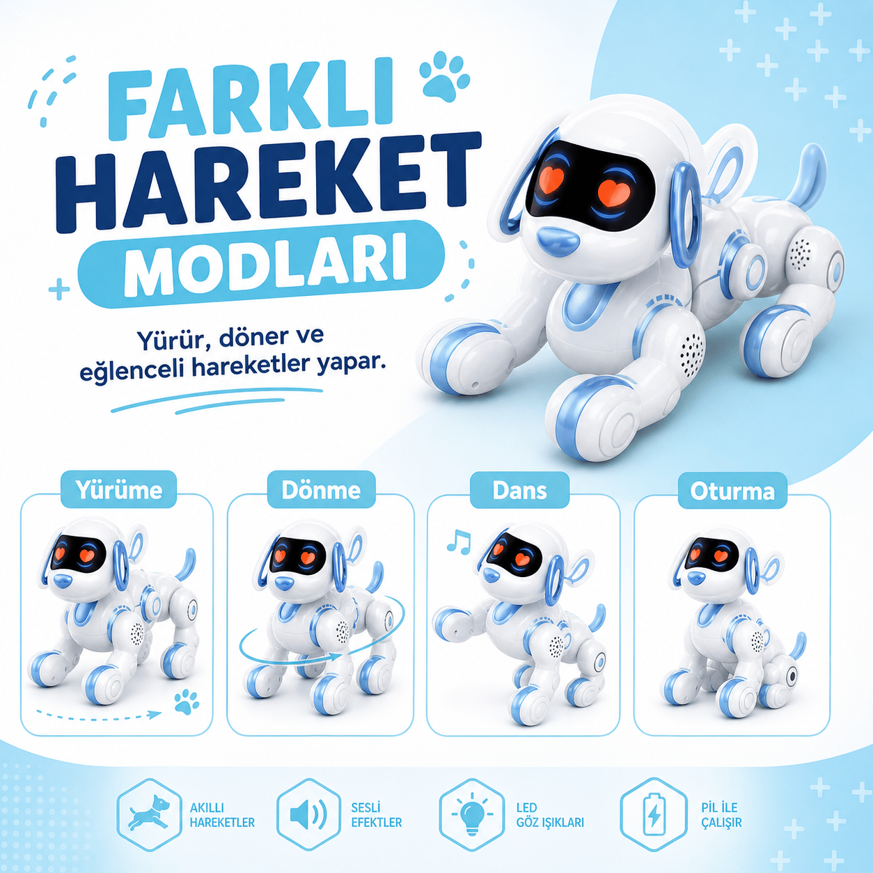 Uzaktan Kumandalı İnteraktif Şarjlı Akıllı Robot Köpek