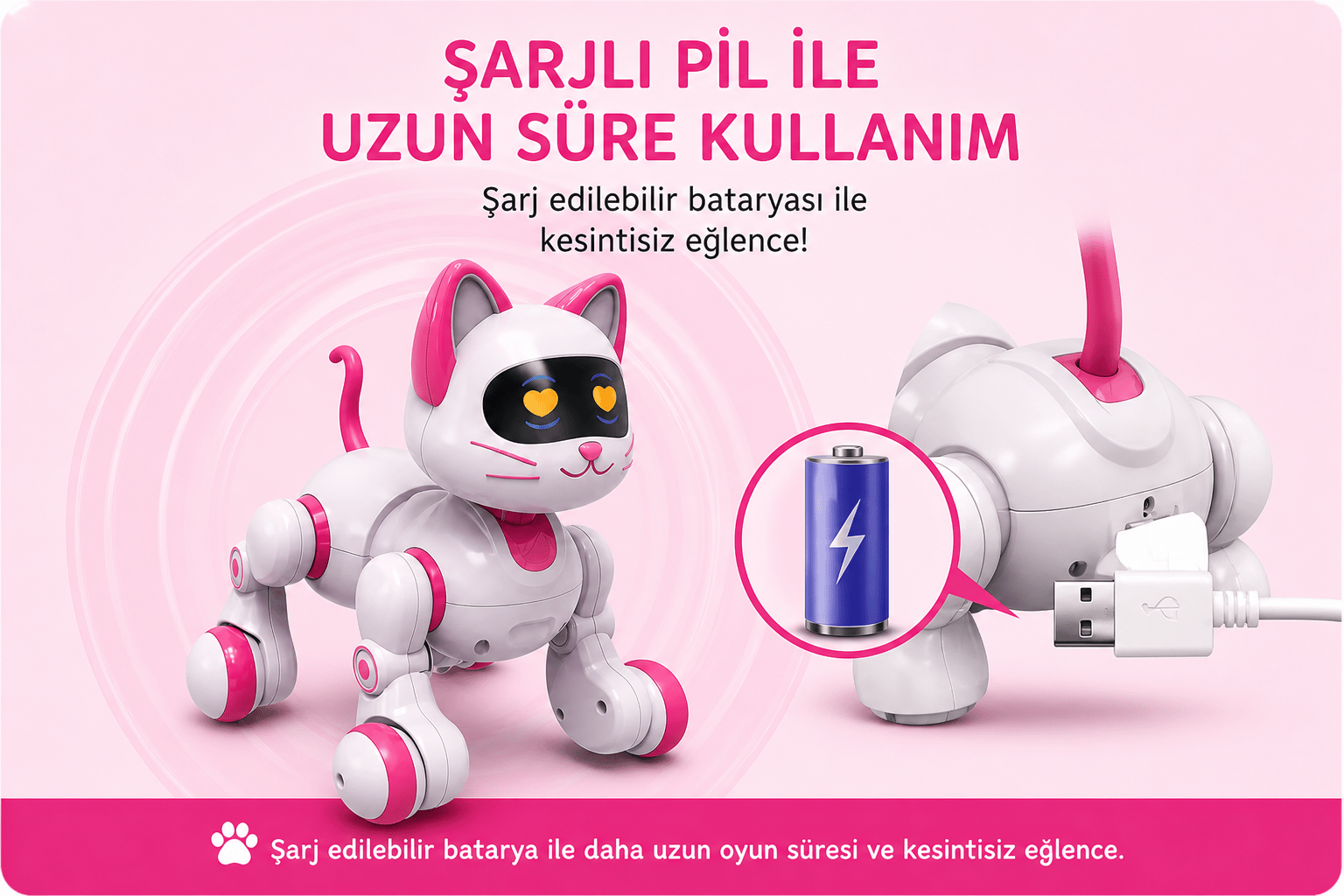 Uzaktan Kumandalı İnteraktif Şarjlı Akıllı Kedi