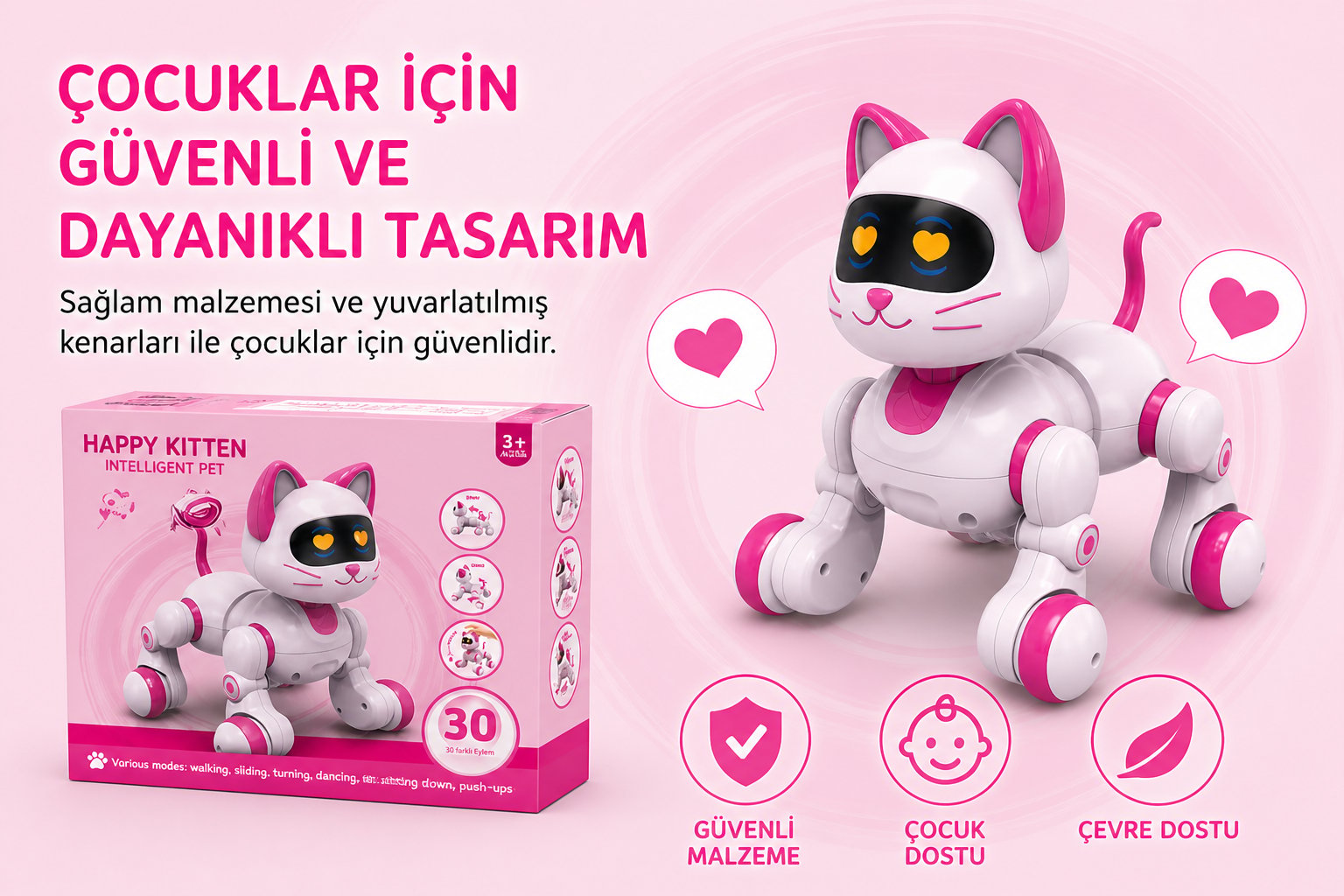 Uzaktan Kumandalı İnteraktif Şarjlı Akıllı Kedi