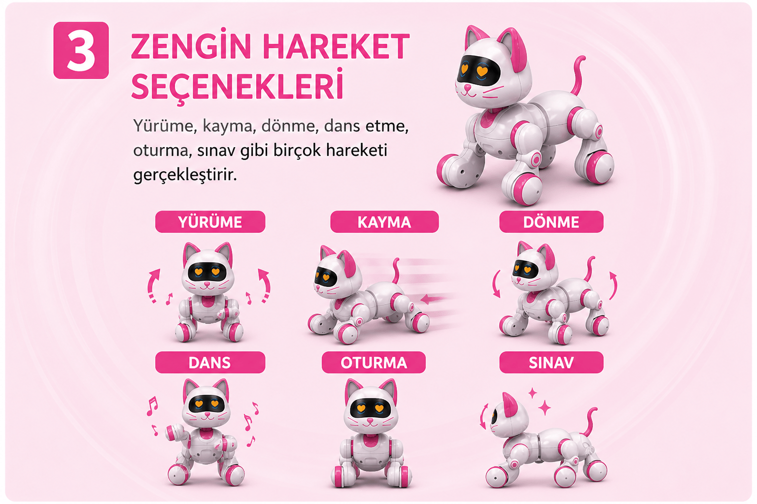 Uzaktan Kumandalı İnteraktif Şarjlı Akıllı Kedi