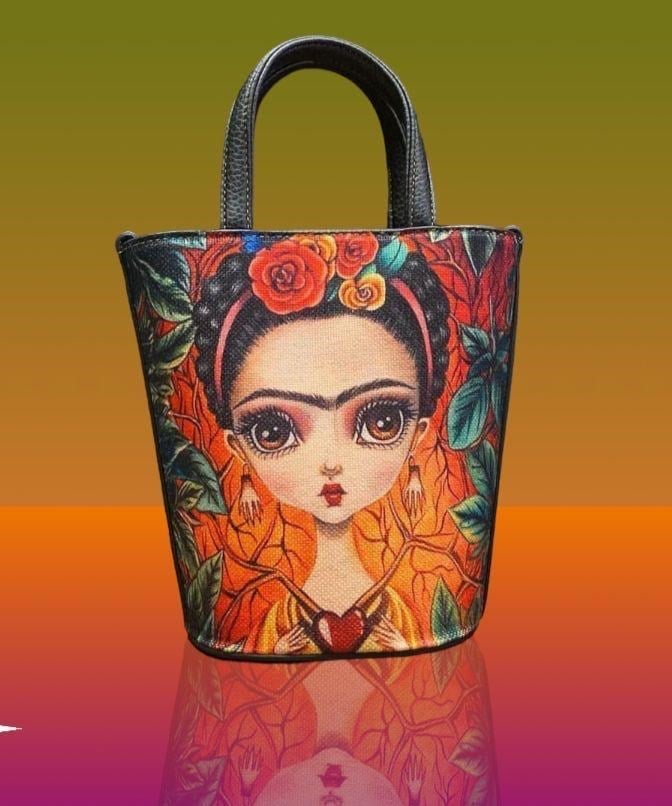 FRİDA KAHLO FİGÜRLÜ KOVA TASARIM  ÇANTA