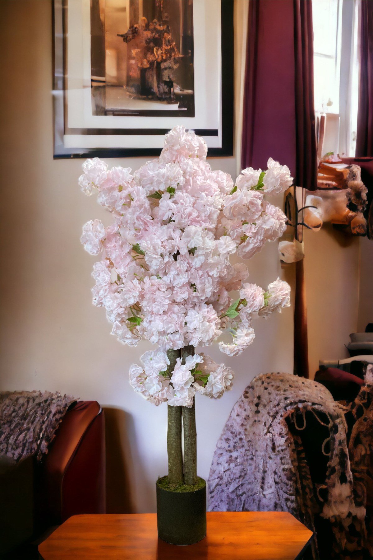 120 CM LÜKS YAPAY BAHARDALI AĞACI TOZ PEMBE