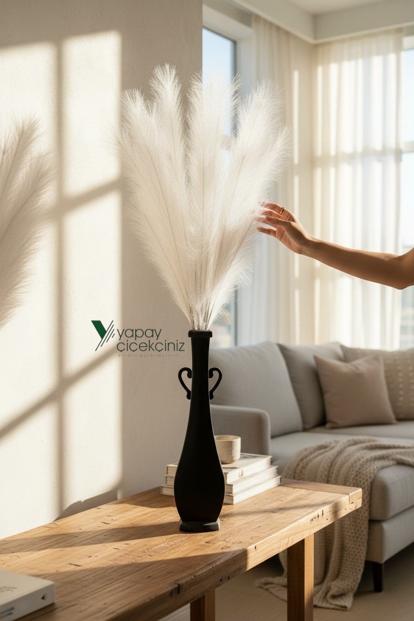 120 cm Yapay Pampas Otu 3’lü Set – Dökülmeyen, Premium Kalite, Büyük Boy Dekoratif Pampas Grass