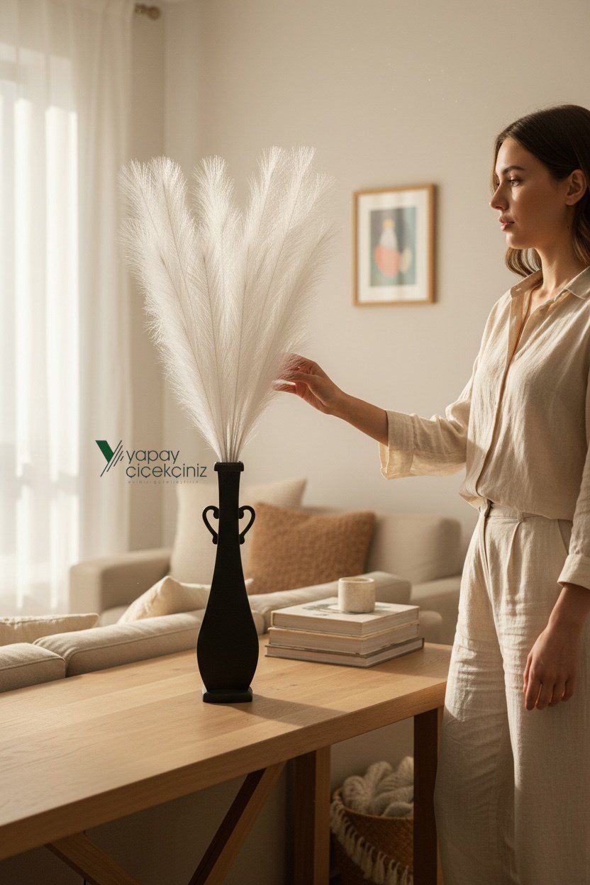 120 cm Yapay Pampas Otu 3’lü Set – Dökülmeyen, Premium Kalite, Büyük Boy Dekoratif Pampas Grass