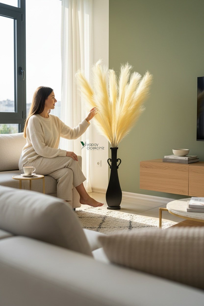 120 cm Yapay Pampas Otu 3’lü Set – Dökülmeyen, Premium Kalite, Büyük Boy Dekoratif Pampas Grass