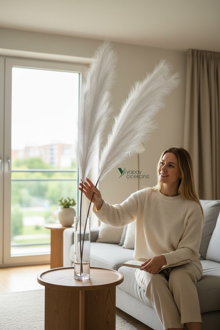 120 cm Yapay Pampas Otu 3’lü Set – Dökülmeyen, Premium Kalite, Büyük Boy Dekoratif Pampas Grass