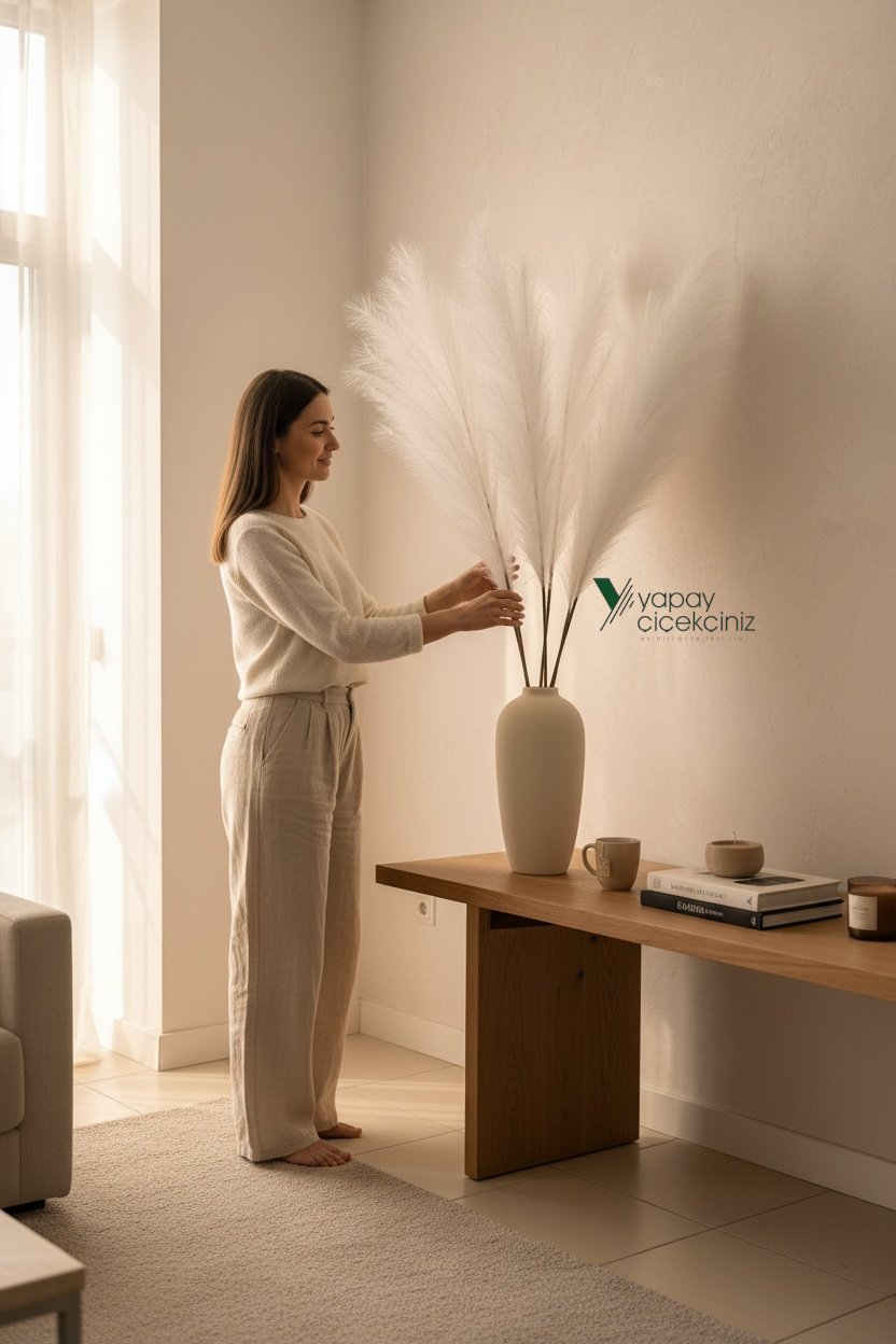 120 cm Yapay Pampas Otu 3’lü Set – Dökülmeyen, Premium Kalite, Büyük Boy Dekoratif Pampas Grass