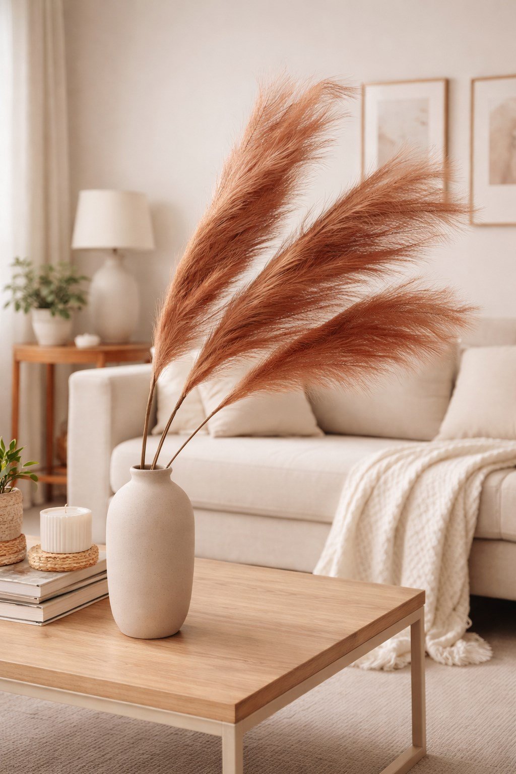 120 cm Yapay Pampas Otu 3’lü Set – Dökülmeyen, Premium Kalite, Büyük Boy Dekoratif Pampas Grass