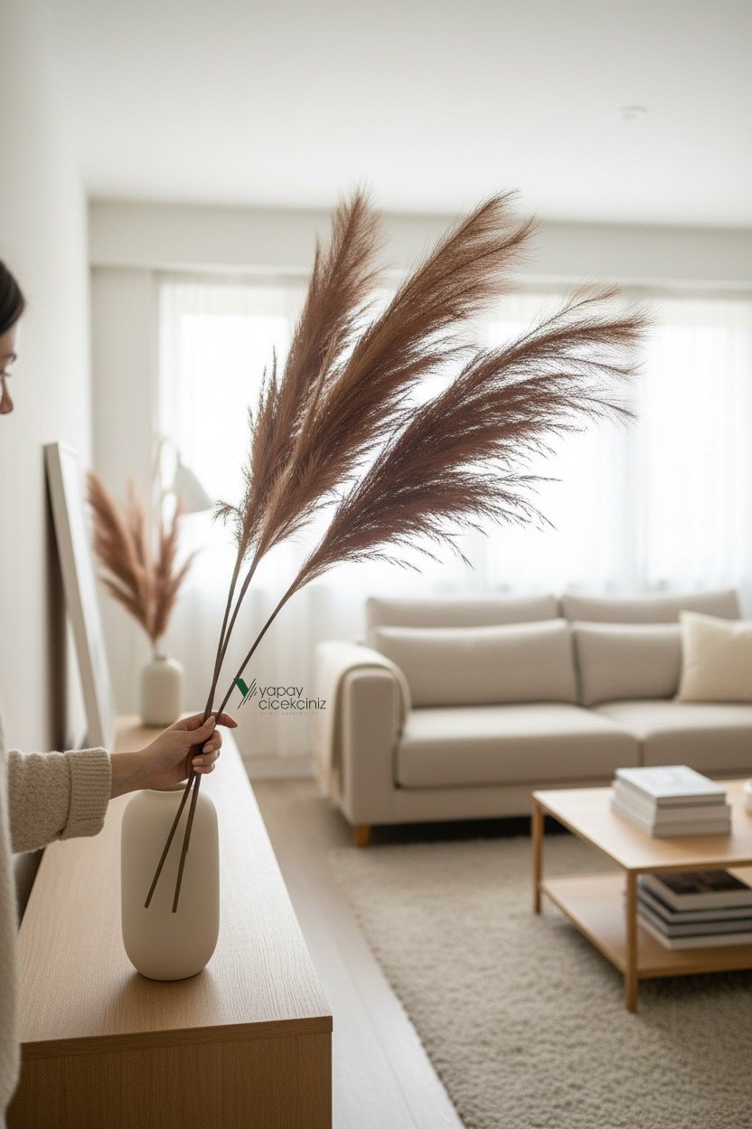 120 cm Yapay Pampas Otu 3’lü Set – Dökülmeyen, Premium Kalite, Büyük Boy Dekoratif Pampas Grass