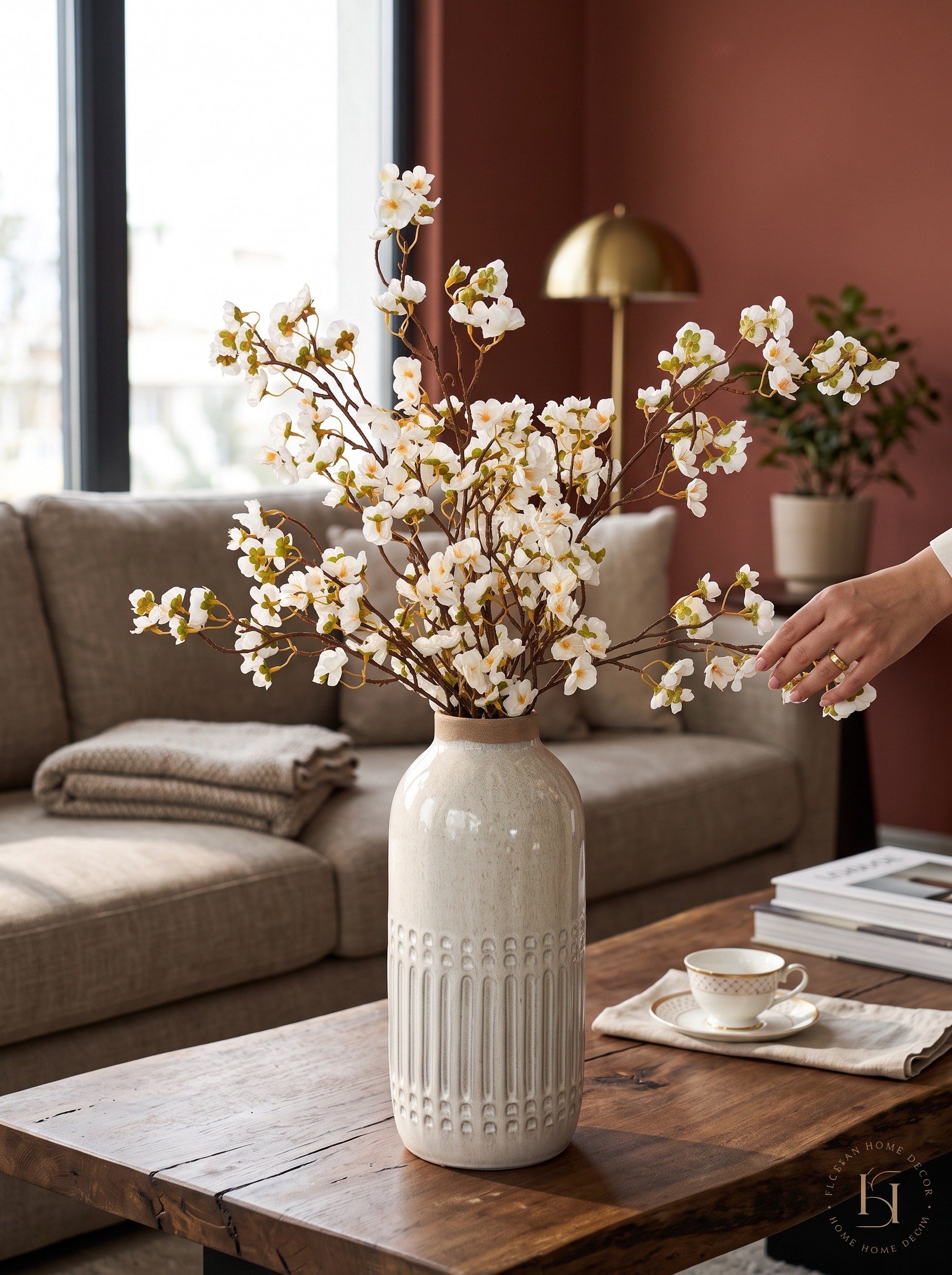 3’lü Yapay Kiraz Çiçeği Sakura Demeti 75 cm Yoğun Çiçekli Dekoratif Yapay Bahar Dalı