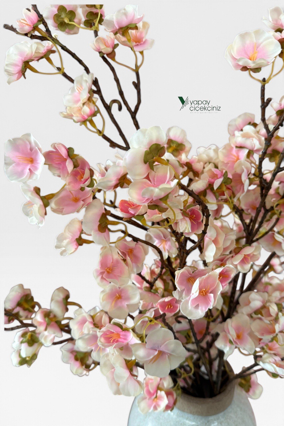 3’lü Yapay Kiraz Çiçeği Sakura Demeti 75 cm Yoğun Çiçekli Dekoratif Yapay Bahar Dalı