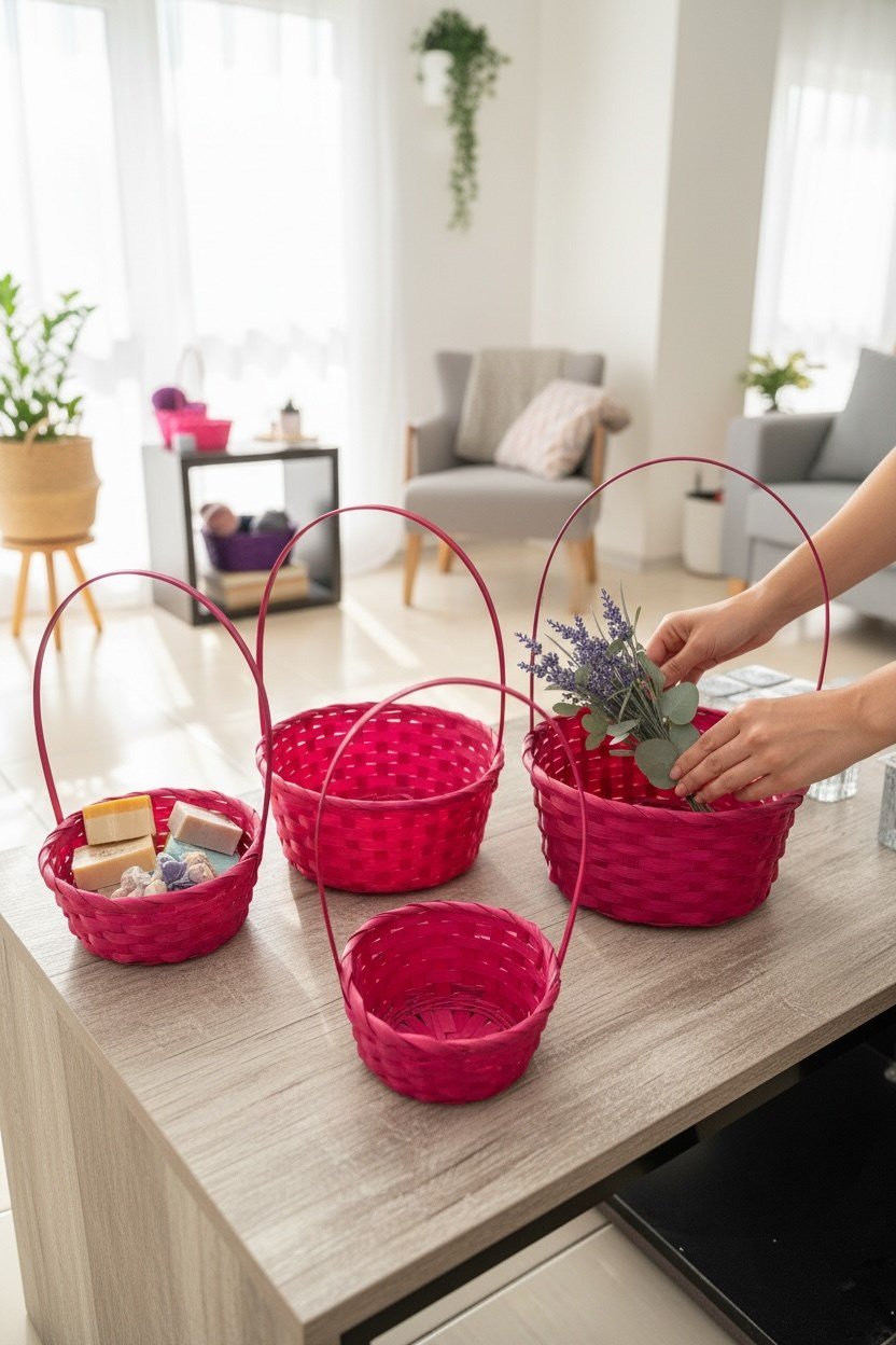 5’li Hasır Sepet Seti – Dekoratif Organizer & Saksılık Çok Amaçlı Kullanım
