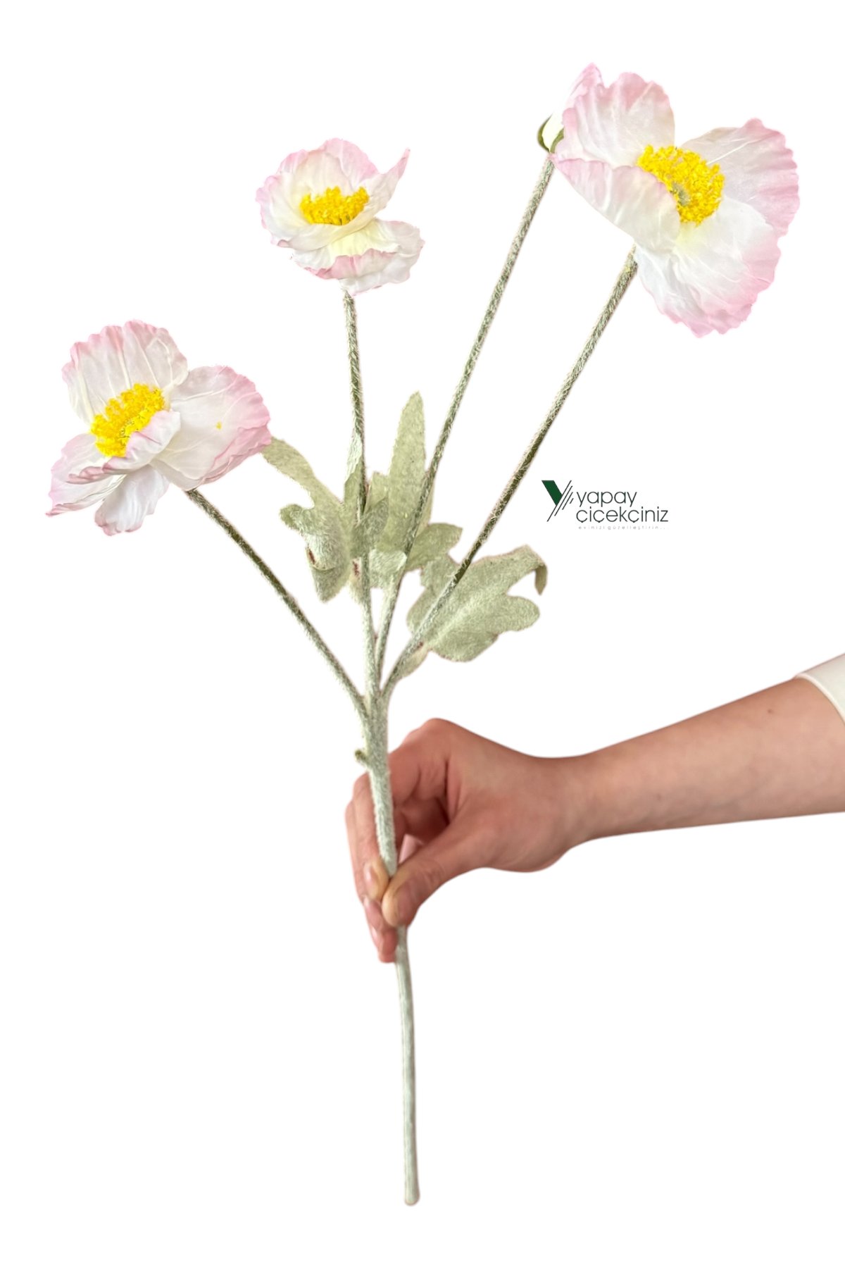 60 cm 4 Dallı Tüylü Dokulu Yapay Gelincik Çiçeği