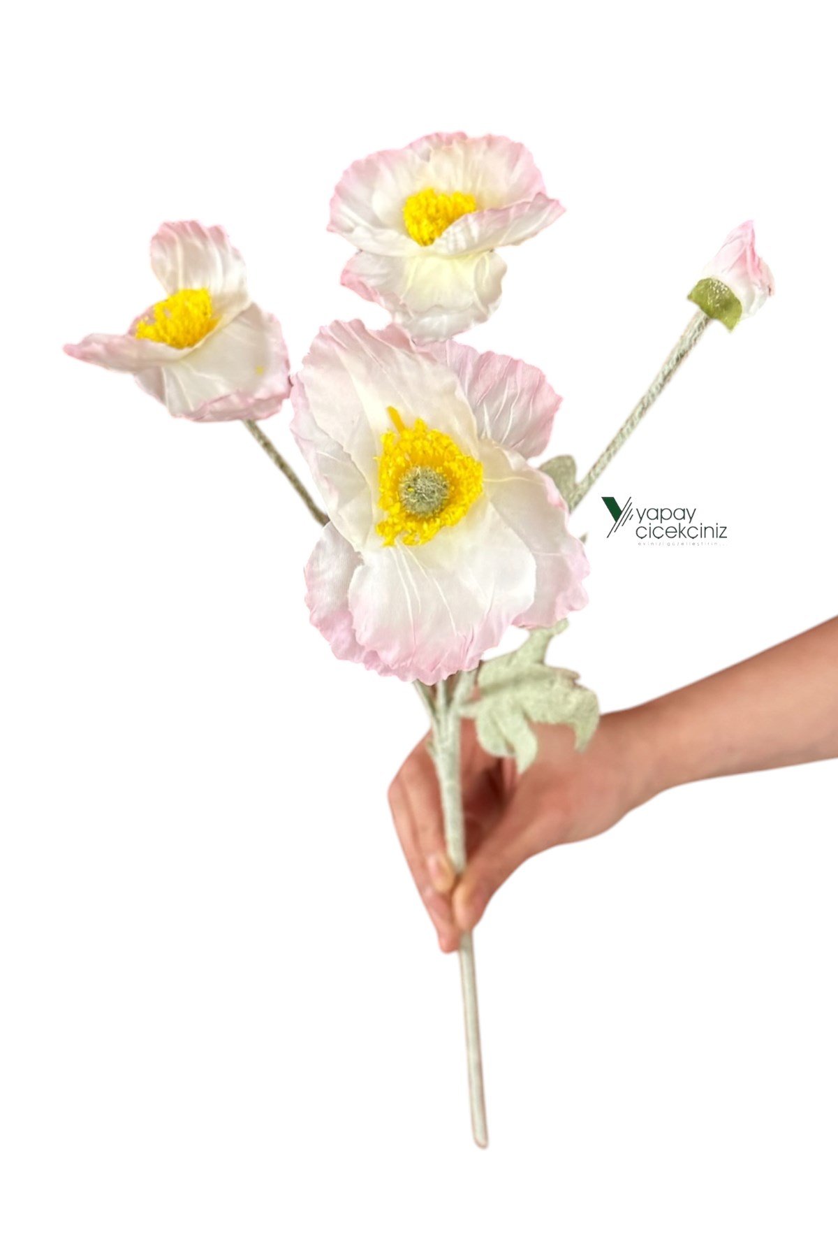 60 cm 4 Dallı Tüylü Dokulu Yapay Gelincik Çiçeği
