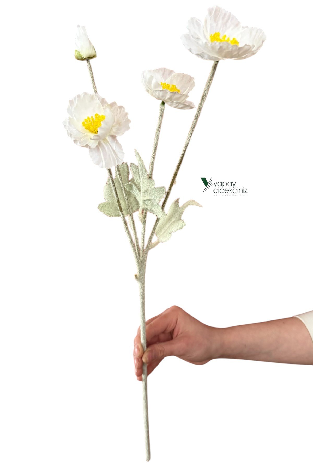 60 cm 4 Dallı Tüylü Dokulu Yapay Gelincik Çiçeği