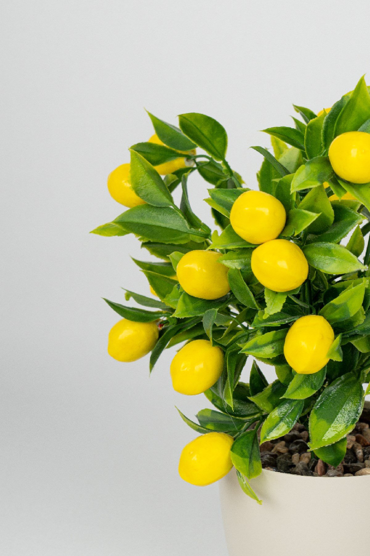 Beyaz Saksıda Yapay Limon Ağacı