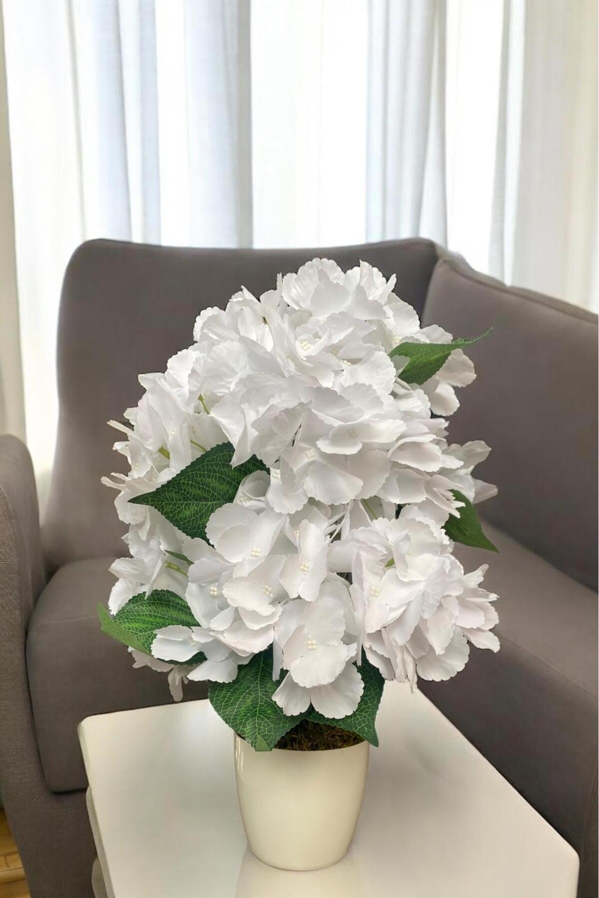 BEYAZ SAKSIDA YAPAY ORTANCA AĞACI 40 CM