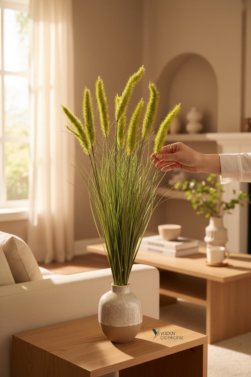 BÜYÜK VAZO ÇİÇEĞİ YAPAY TİLKİ KUYRUĞU DEMETİ 90 CM