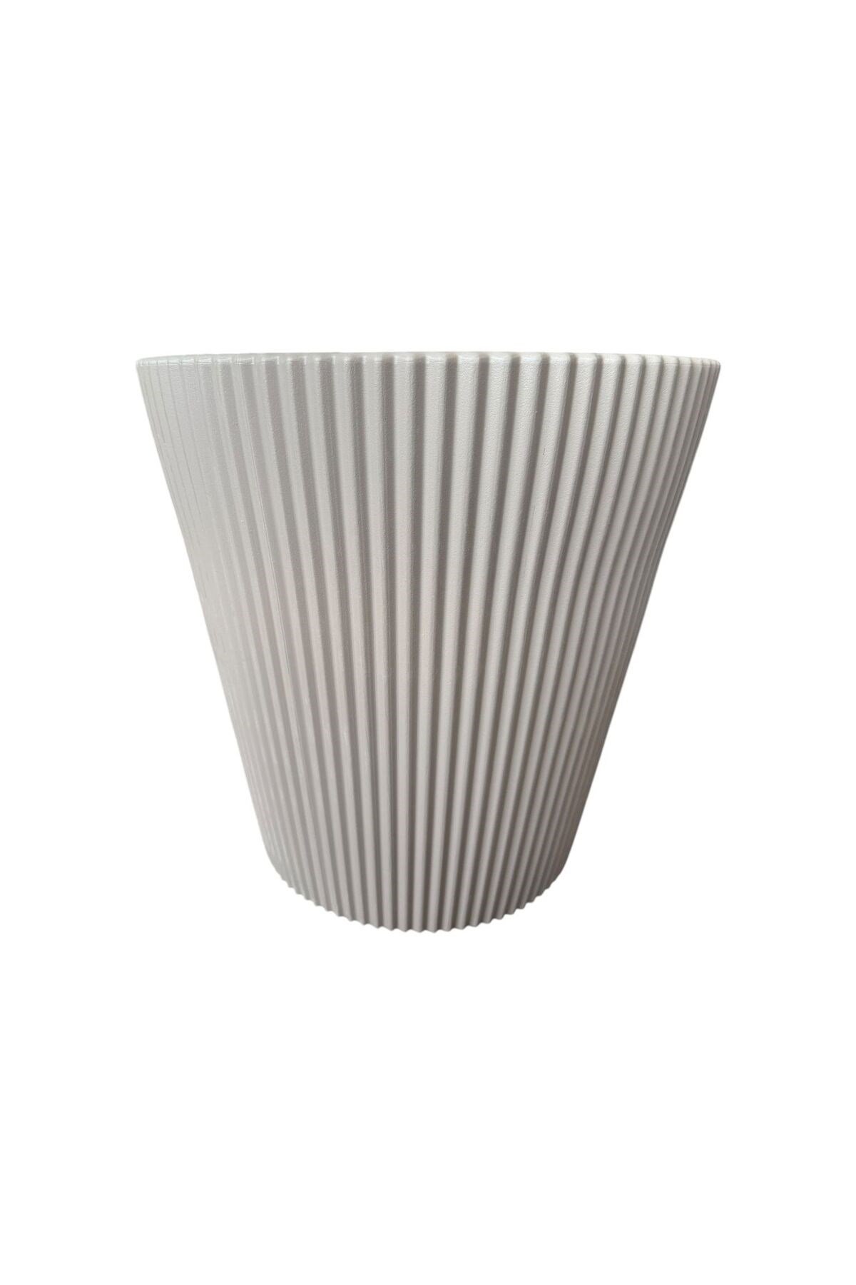 Çizgili Modern Plastik Saksı