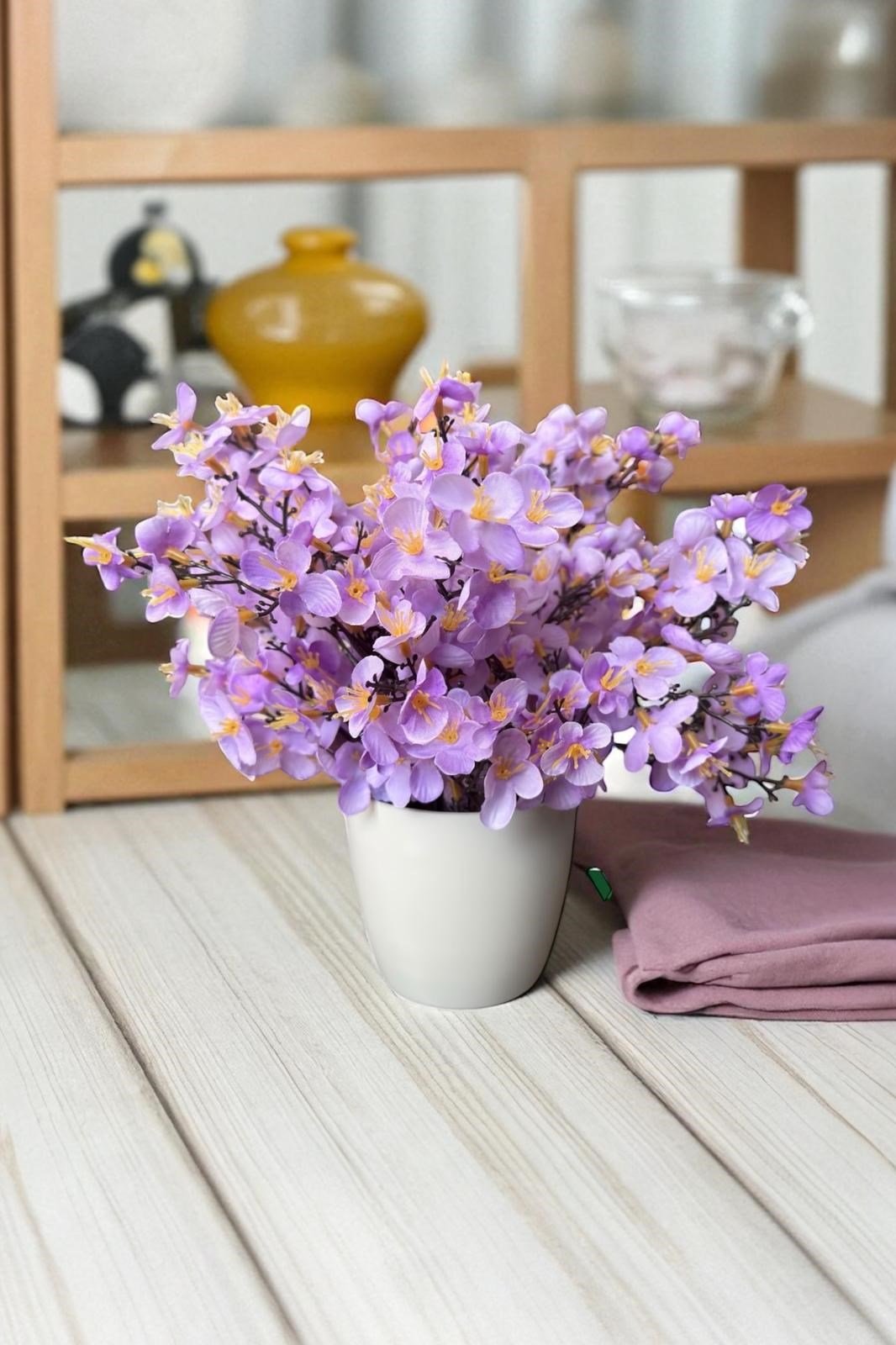 Dekoratif Saksıda Yoğun Yapraklı Yapay Sakura Bahardalı Ağacı