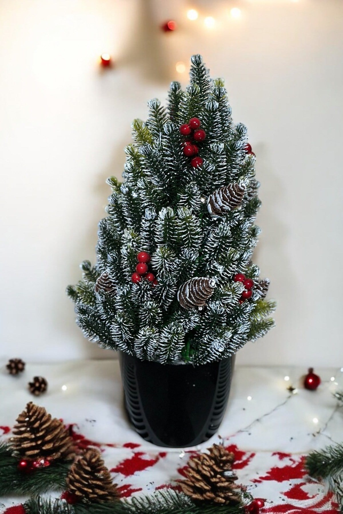 Kar Desenli Yılbaşı Çam Ağacı 42 cm