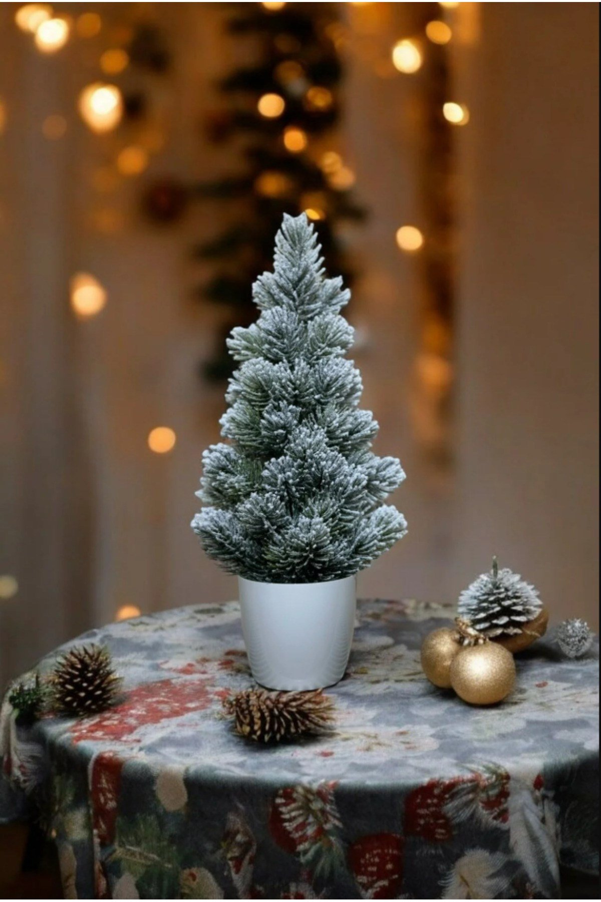 Kar Desenli Yılbaşı Çam Ağacı 42 cm
