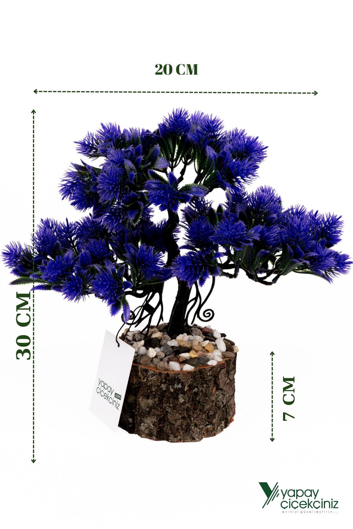 Taş Detaylı Odun Saksıda Yapay Bonsai Ağacı
