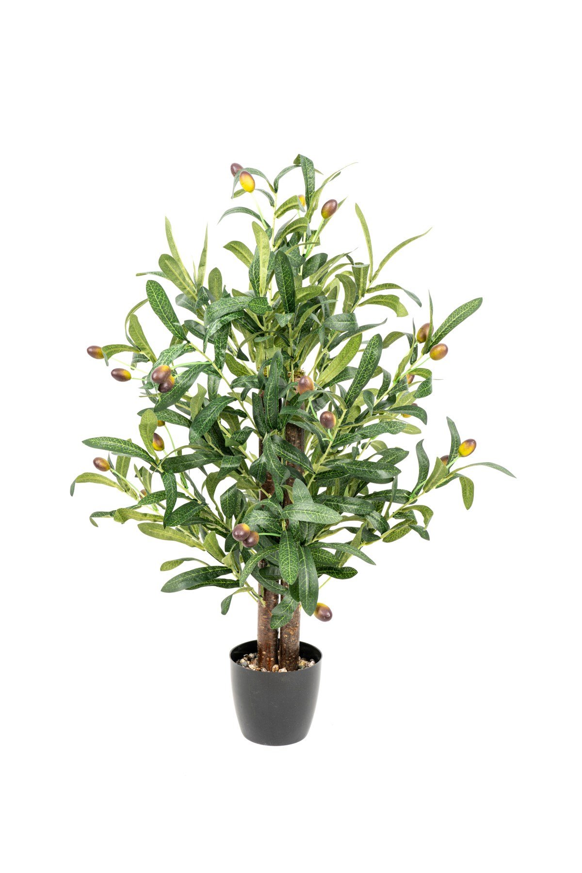 Taş Detaylı Siyah Saksıda 60 cm Yapay Zeytin Ağacı