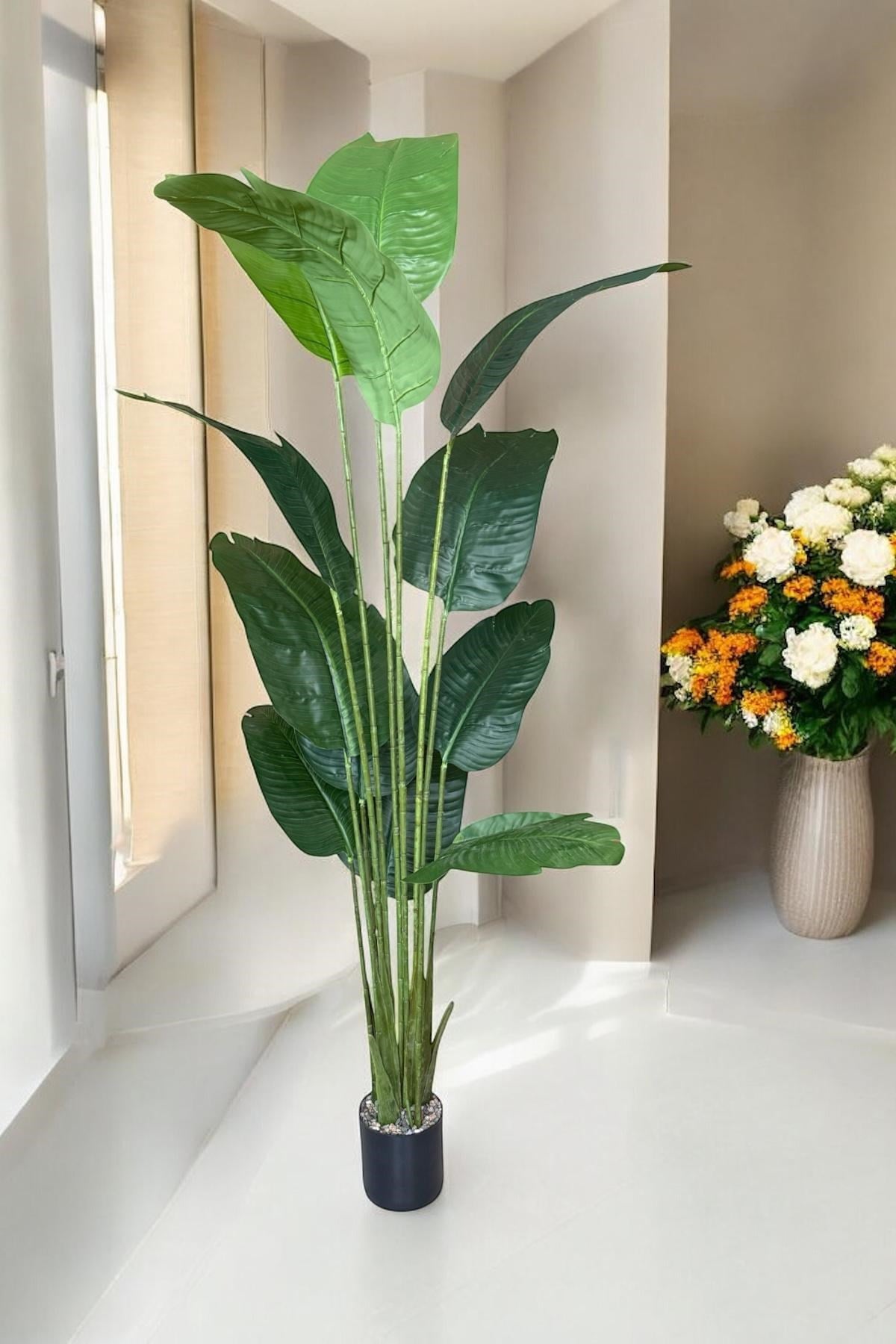 Yapay Ağaç Starliçe Gerçek Dokunuş 12 Büyük Yaprak Yeşil 180-185 Cm