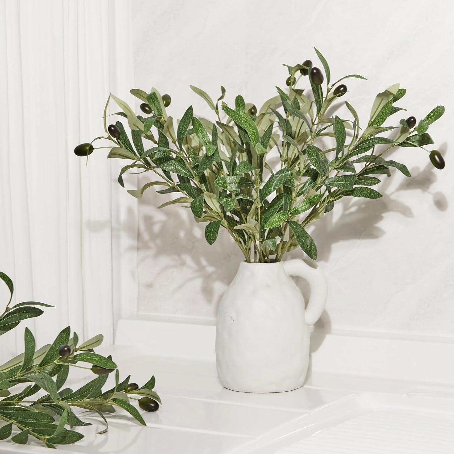 Yapay Zeytin Dalı Dekoratif 95 cm 6 Zeytinli