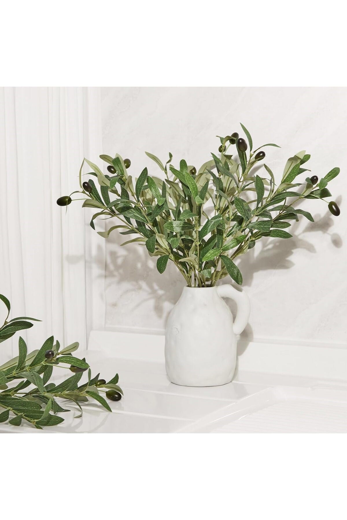 Yapay Zeytin Dalı Dekoratif 95 cm 6 Zeytinli