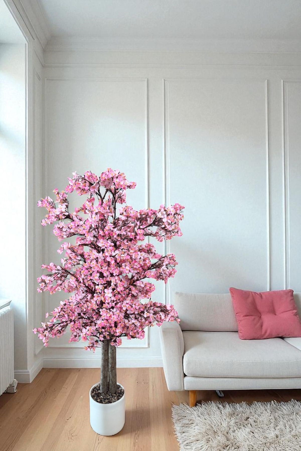 Yoğun Yapraklı 100 cm Yapay Sakura Bahar Dalı Ağacı Premium 