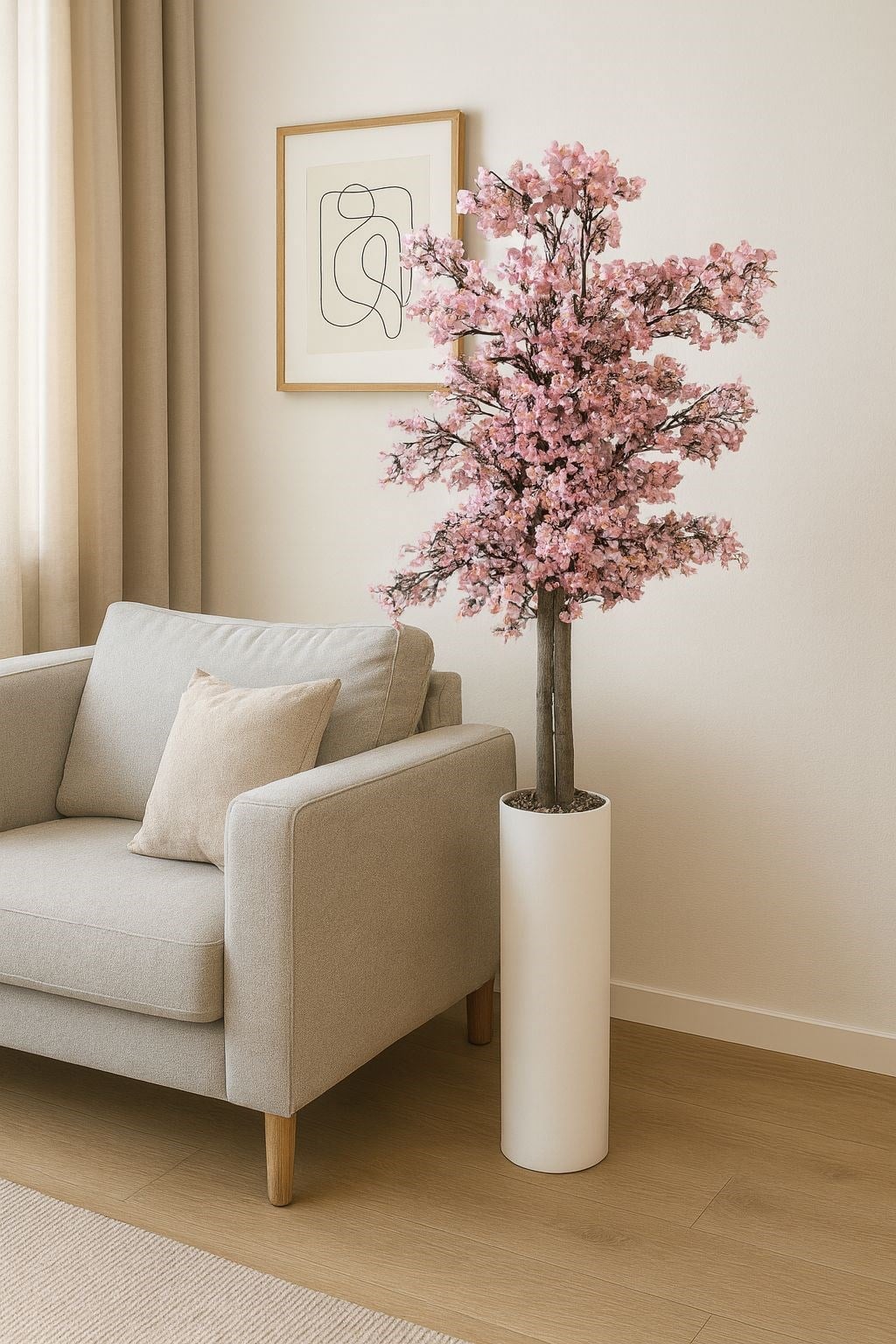 Yoğun Yapraklı 100 cm Yapay Sakura Bahar Dalı Ağacı Premium 