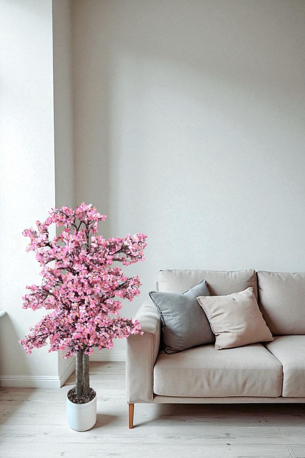 Yoğun Yapraklı 100 cm Yapay Sakura Bahar Dalı Ağacı Premium 