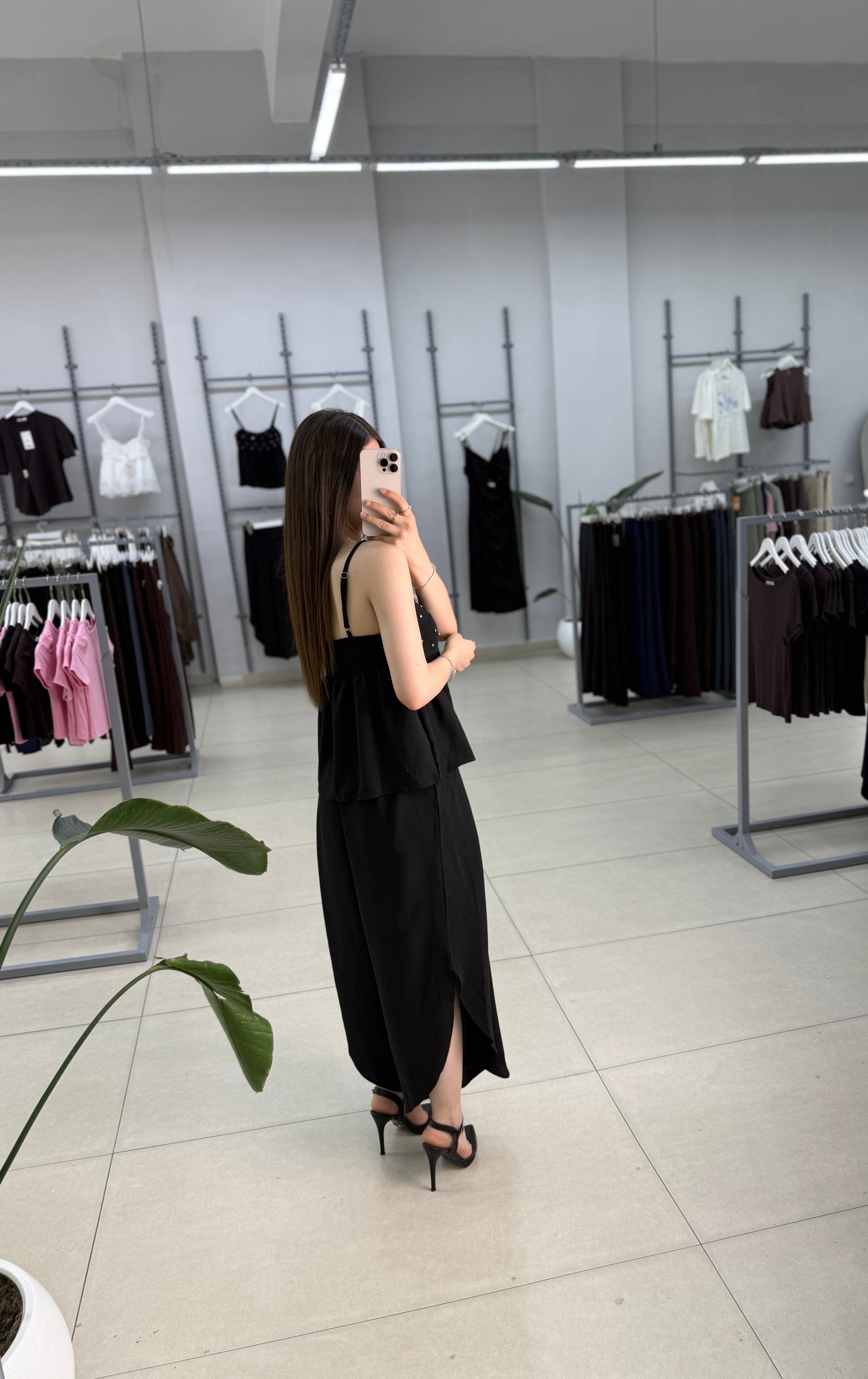 Önden Çakımlı Bluz Pantolon Takım